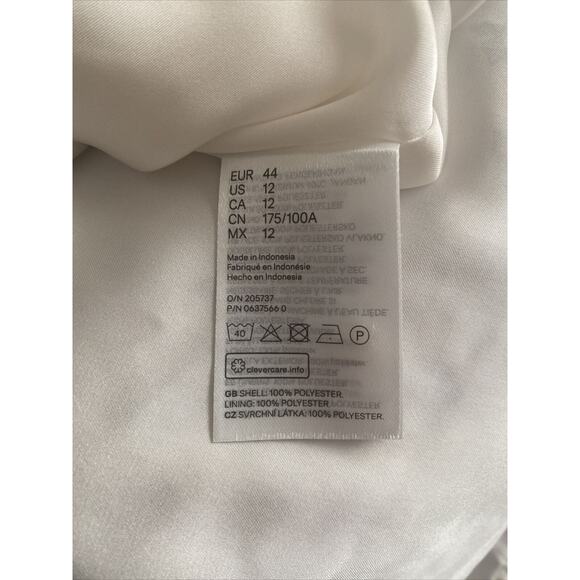 H&M Black and White Sheer Lined Dress Size 12 Button Down Front Tie - Picture 15 of 16